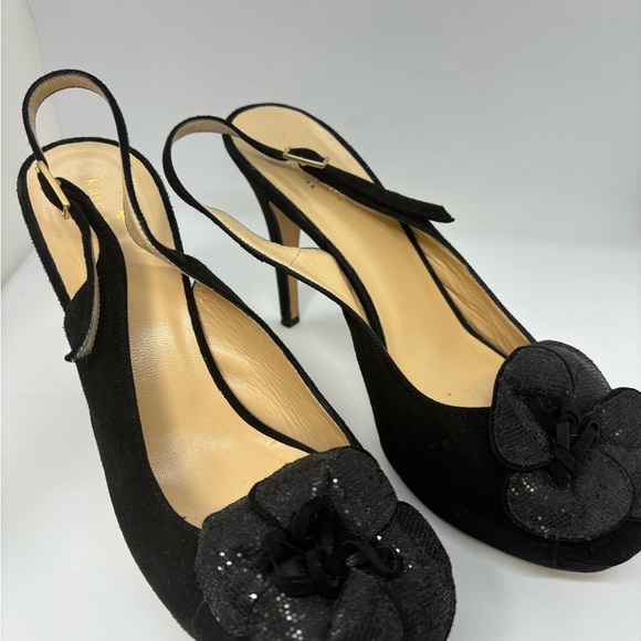Stunning Kate Spade 4” Slingback Stilettos Size 8 with sequined bow - Picture 4 of 6